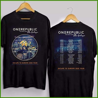 Maglietta One Republic, Escape To Europe 2025 Date del Tour Concerto Regalo per Fan Maglietta Top