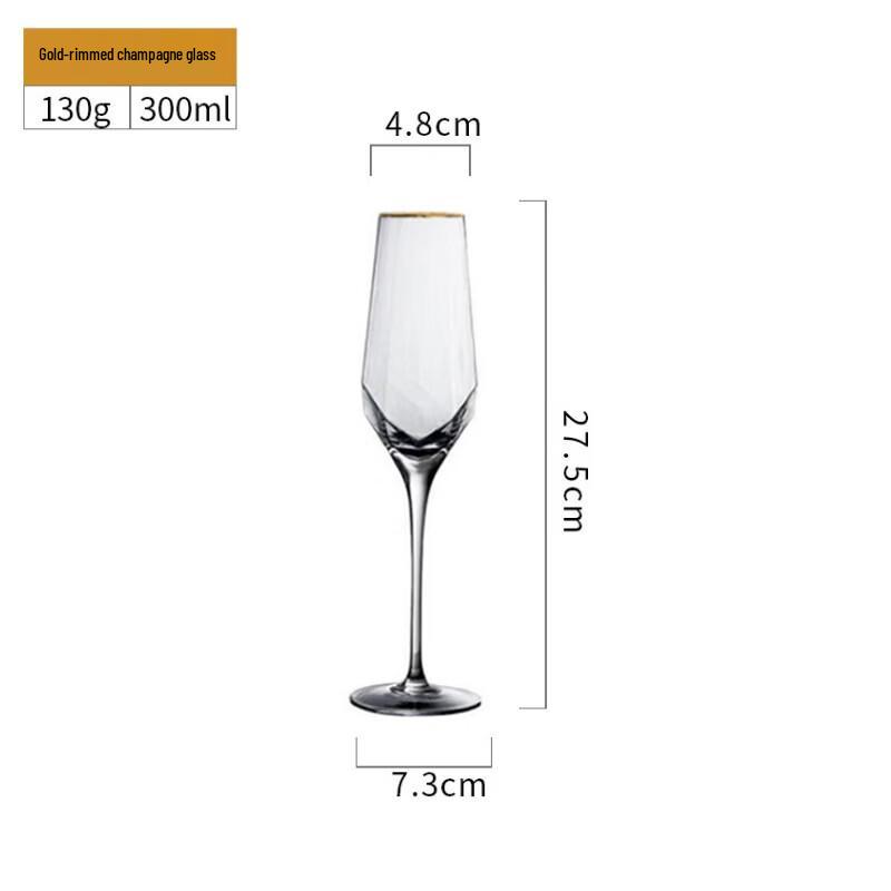 Shangqi Hammered Gold Rim Crystal Champagne Flutes (Set of 2)
