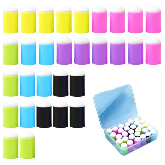 30/32Pcs Finger Sponge Daubers Painting Sponges Set with Storage Box Craft Sponge Daubers for DIY Crafting Card Making Painting Stamping