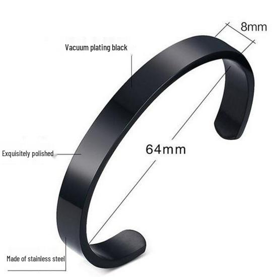 Stainless Steel C-Shaped Openable Bracelet, 5MM, 15CM, Smooth Surface, Engravable.