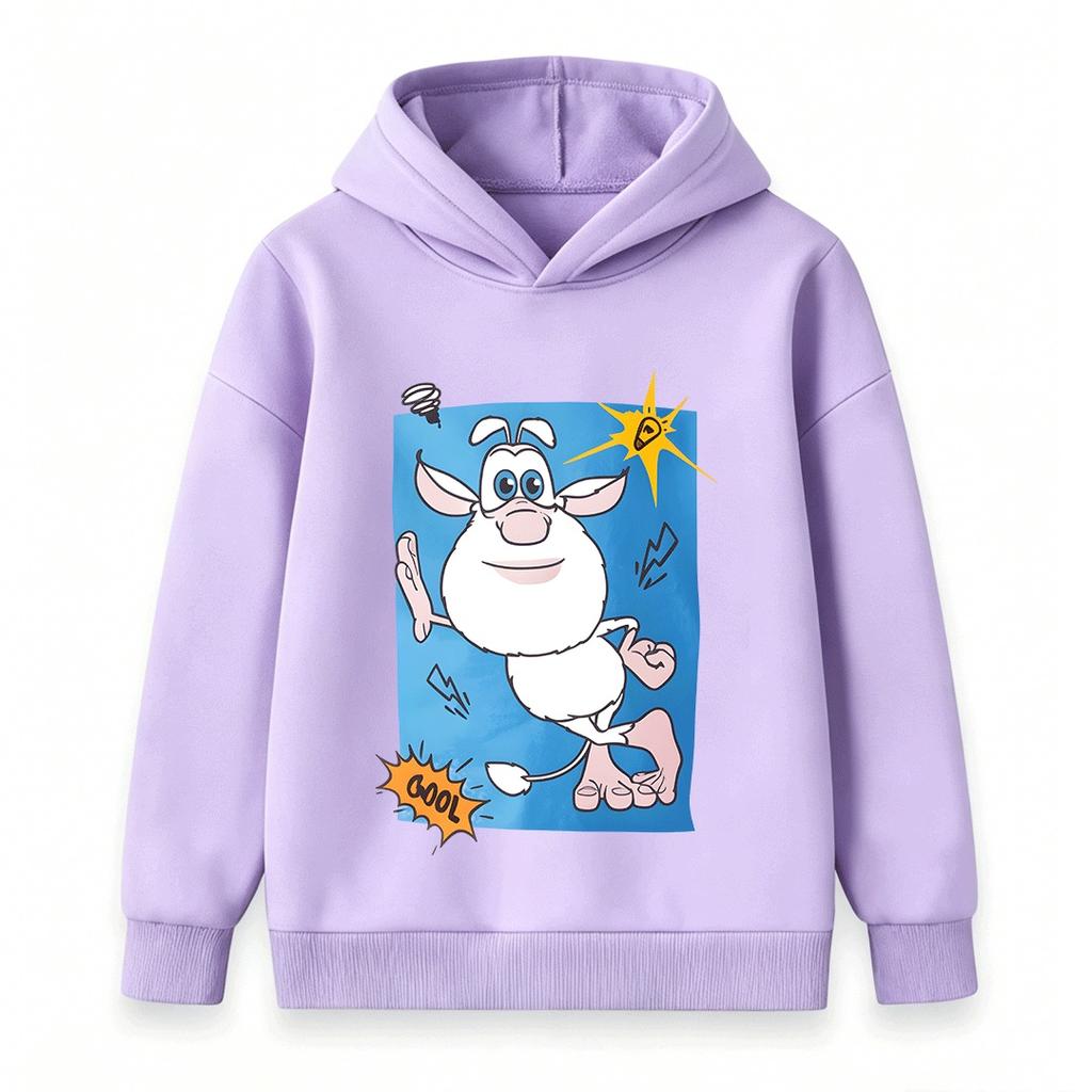 Cartoon White Sheep Print Kids Hoodie Soft Cozy Pullover Sweatshirt for Boys Girls Casual Long Sleeve Tops with Cute Fun Patterns for Daily Wear