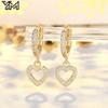 YM Luxury 18K Gold Plated Angel Wing Drop Hoop Earrings CZ Zircon Inlaid Spiritual Jewelry