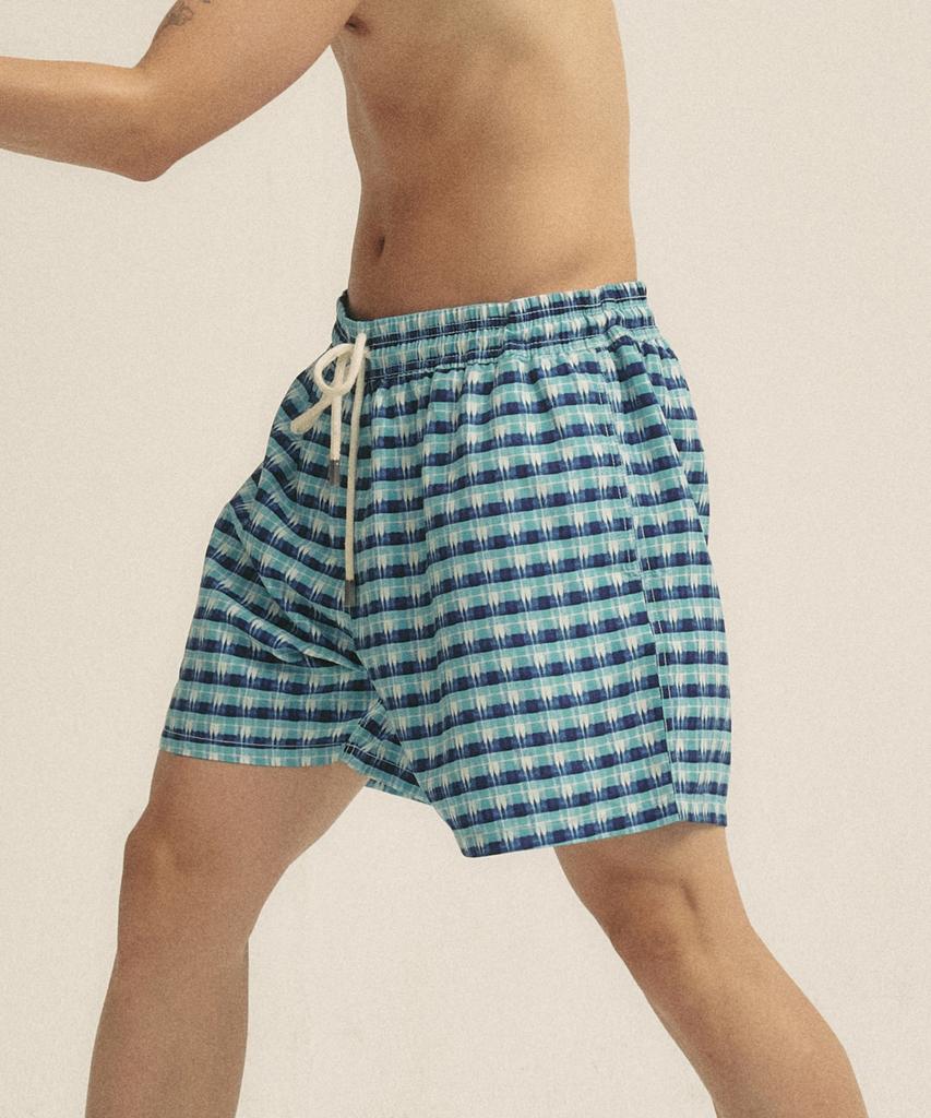 Billalei Riviera Check Men'S Swim Shorts - Aqua Blue