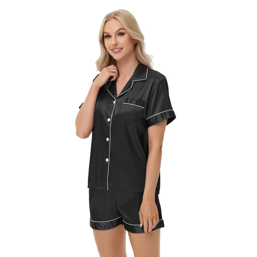 Ice Silk Pajamas Women's Long And Short Sleeves Satin Large Size Pajamas Home Clothes