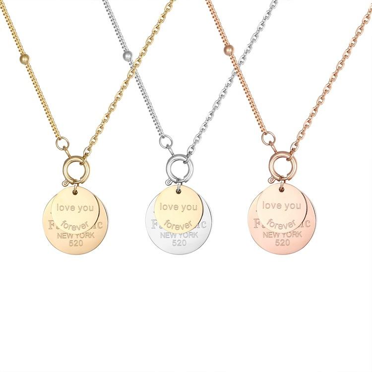 Korean version of popular necklace female couple Mori gift collarbone chain letter round superposition creative love