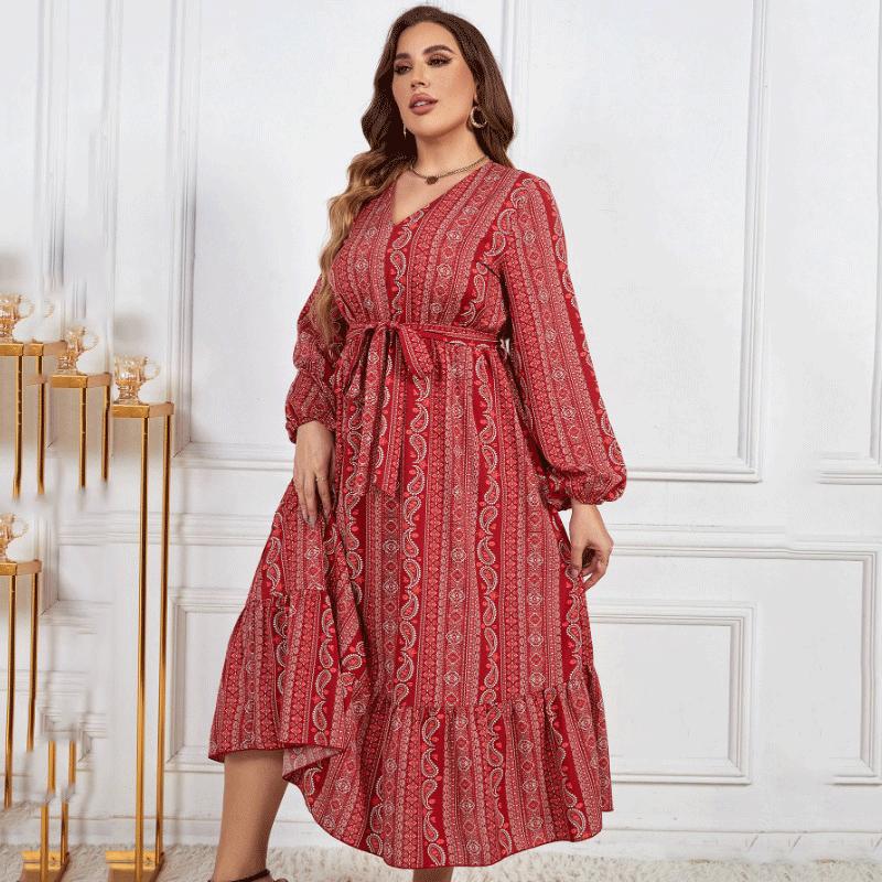 Новое женское платье с v-образным вырезом и длинным рукавом с цветочным принтом и высокой — фото 5