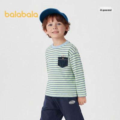 Balabala Children's Striped Long-Sleeve T-Shirt