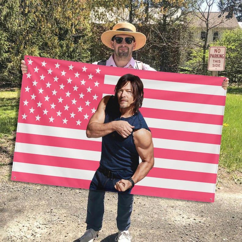 Pink American flag tapestry 75x100