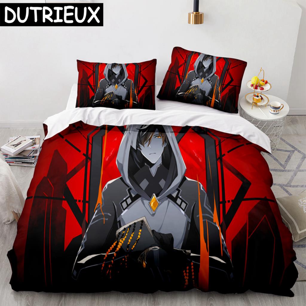 Genshin Impact 3D Anime Pościel Wygodna Poszewka na Kołdrę Rozmiar Jednoosobowy Pełny Queen King Poszewka na Poduszkę Do Poszewki na Kołdrę Poszewka na Kołdrę
