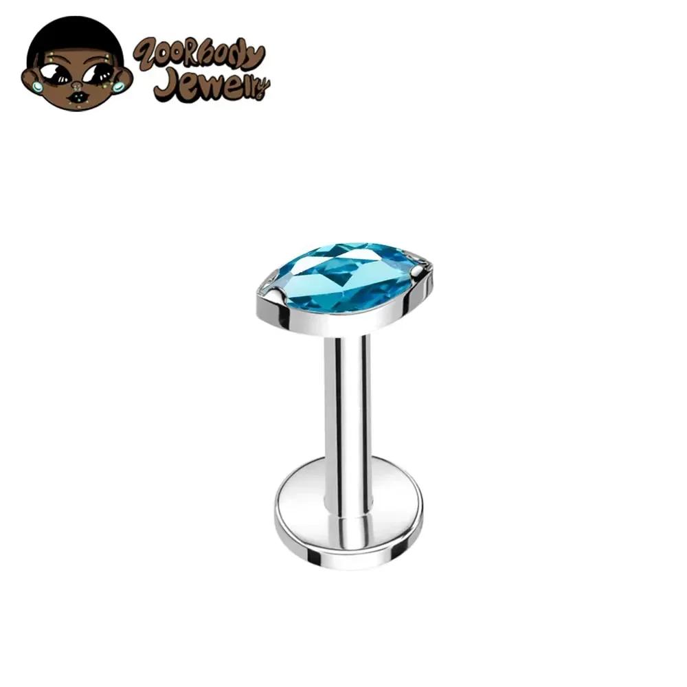 ASTM F136 Titan Labret Lippenpiercing 16G 18G Nasenring Tragus Marquise CZ Helix Knorpel Conch Ohrring Piercing Schmuck