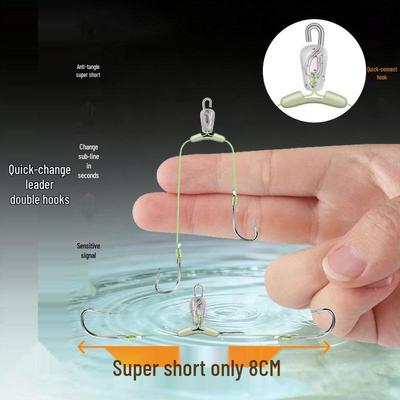 Quick-Hang 8cm Anti-Verhedderungs-Doppelhaken für die Karpfenfischerei