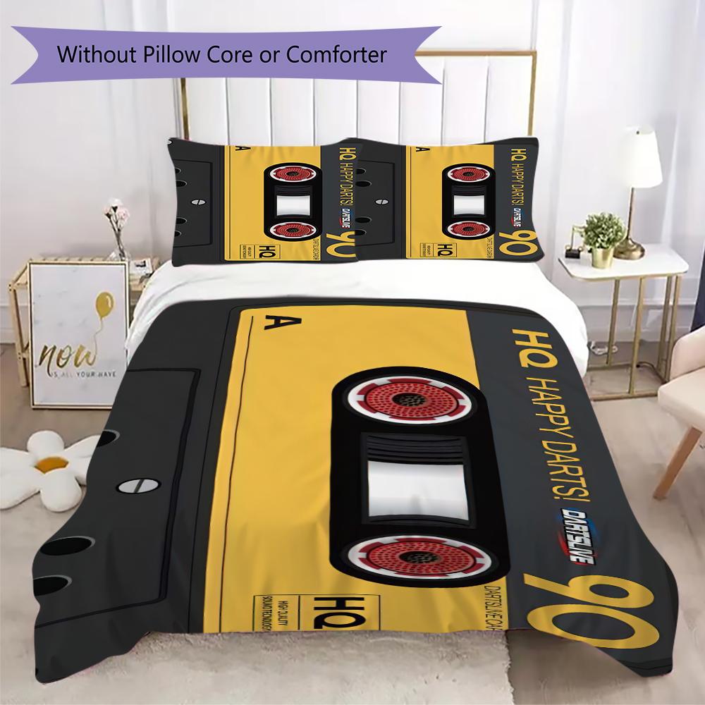 1PC Music Mixtape Theme Bedding Quilt Set Quilt Cover Pillowcase Home Decoration Birthday Gift (1 * Duvet Cover + 2 * Pillowcase, Without core)A6
