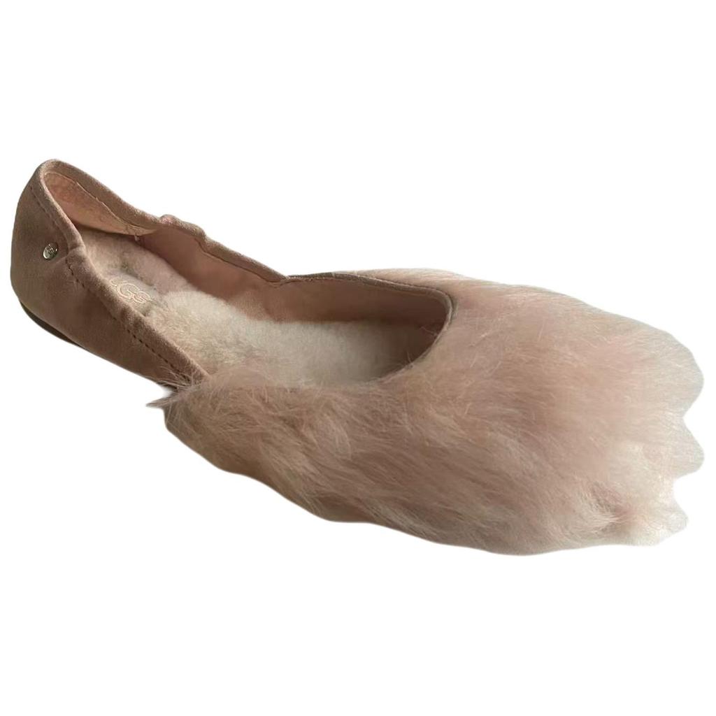 UGG Jeanie Fluff Flat Sheepskin Slip-On Comfortable Casual Shoes Women Flats Pink 1097554-AMB