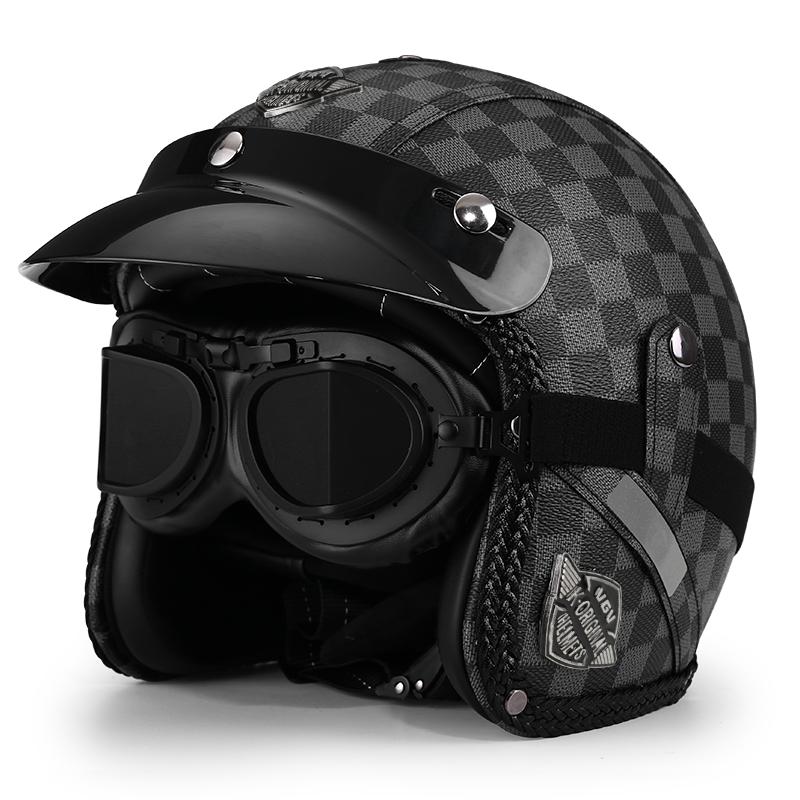 Retro Crown Prince Pedal Motorcycle Helmet Men's and Women's Four Seasons Cycling Motorcycle Electric Car Three-quarters Helmet