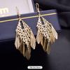 Fashion exaggerated niche temperament fringed earrings retro personality versatile sequined earrings women's long ear jewelry