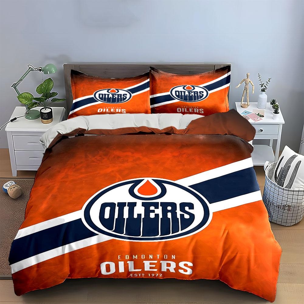 "Edmonton Oilers Bedding Set" Bedding Duvet Cover Set Duvet Cover Pillowcases (1 * Duvet Cover 2 * Pillowcases, Without Duvet Insert)