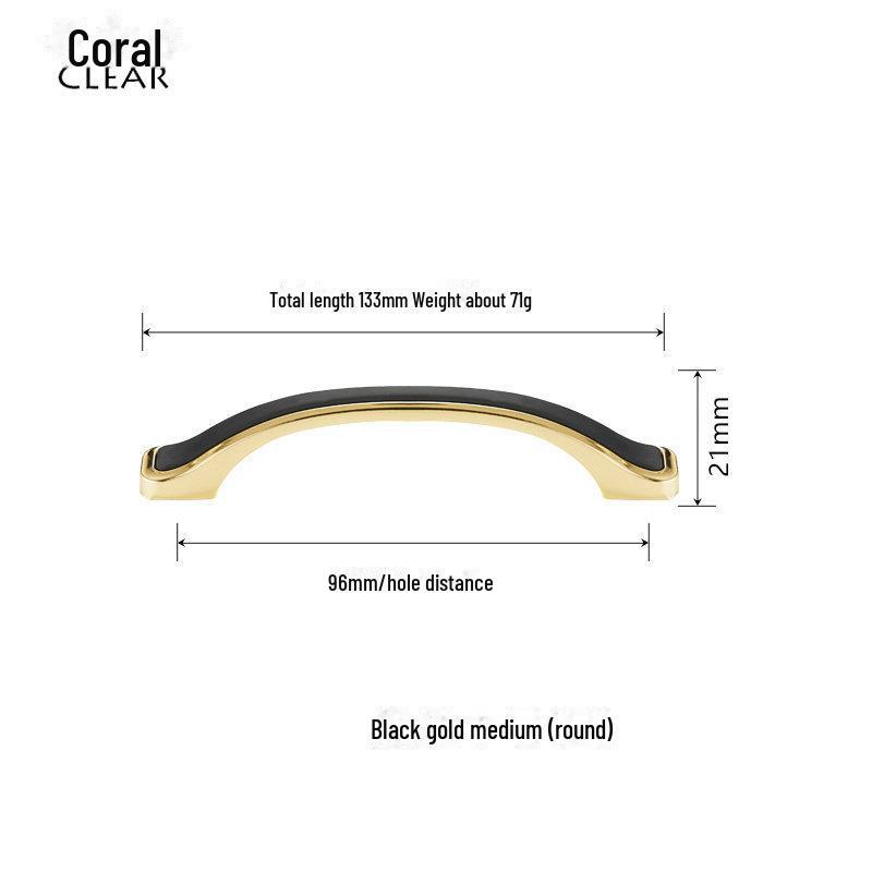 Mâner de cabinet european modern negru și auriu - Un singur orificiu