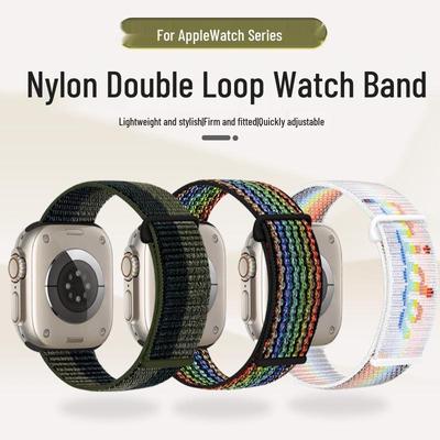 Kompatibles geflochtenes Nylon-Schlaufenarmband für Apple Watch Serie 10 & 98