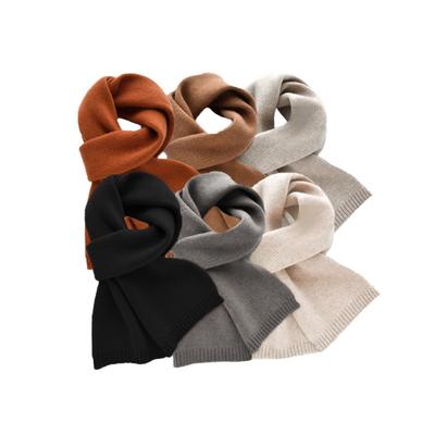100% Wool Solid Color Knitted Scarf For Couples Women'S Winter Thick&Warm Multi-Functional Rectangular Outdoor Windproof Scarf