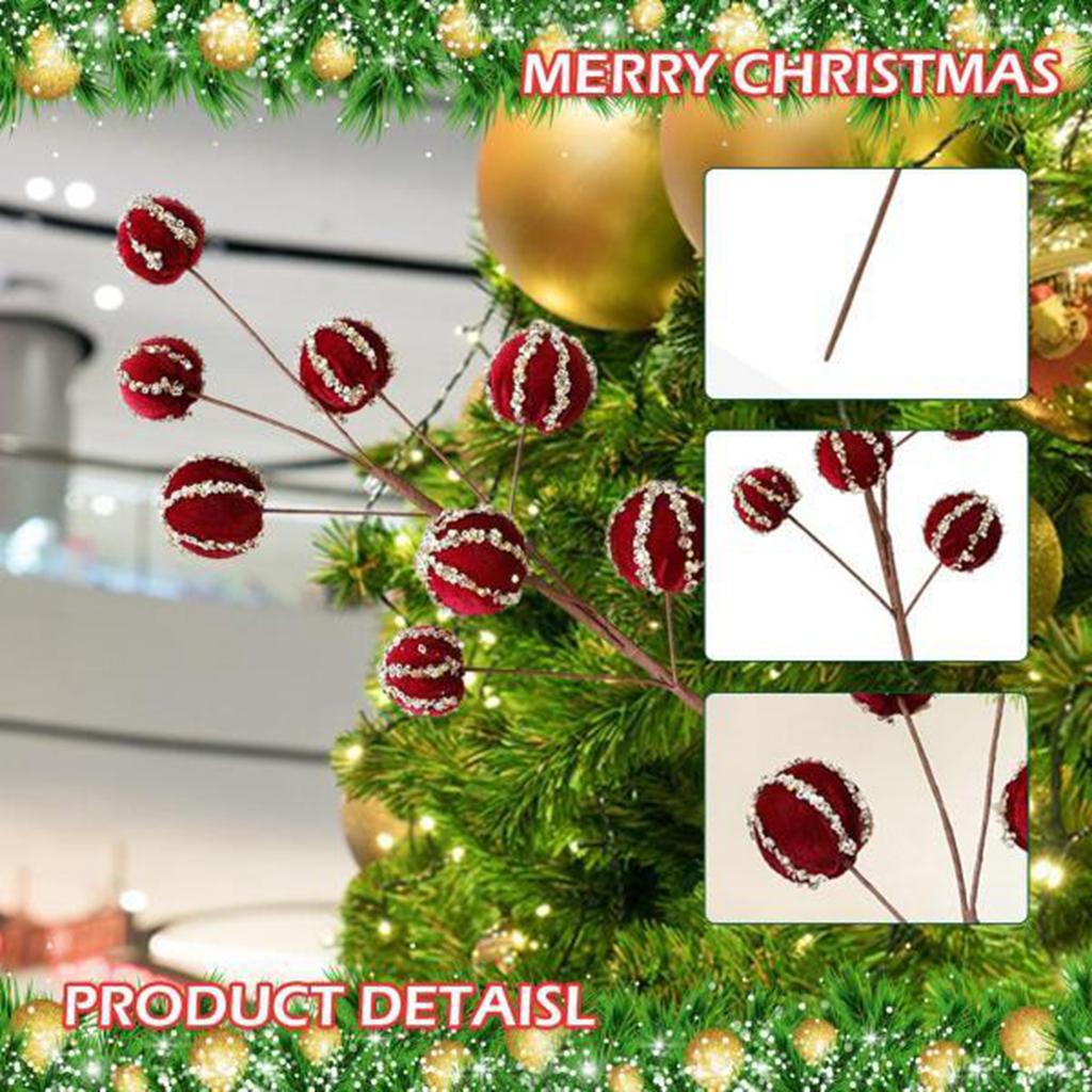 Velvet Christmas Ball Cuttings For Christmas Scene Arrangement, Christmas Tree Decoration, Simulated Berry Ball Cuttings.