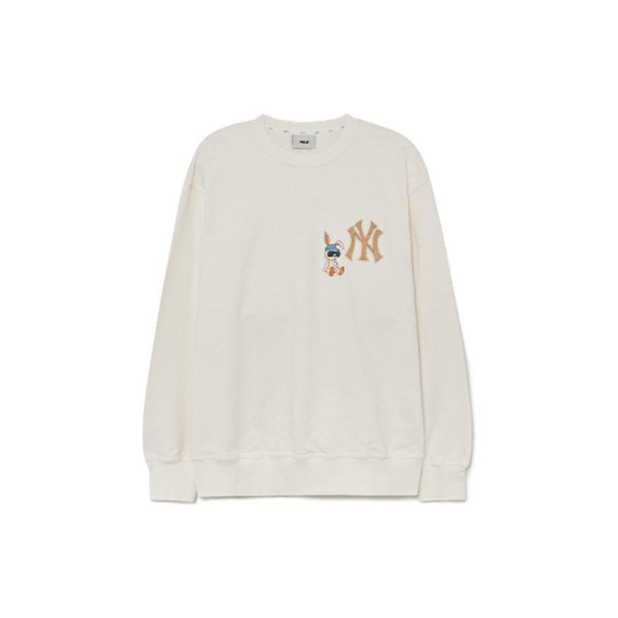 MLB New York Yankees Sweatshirts Unisex Cream Crew Neck Moderate Regular 3AMTQ0131-50CRS