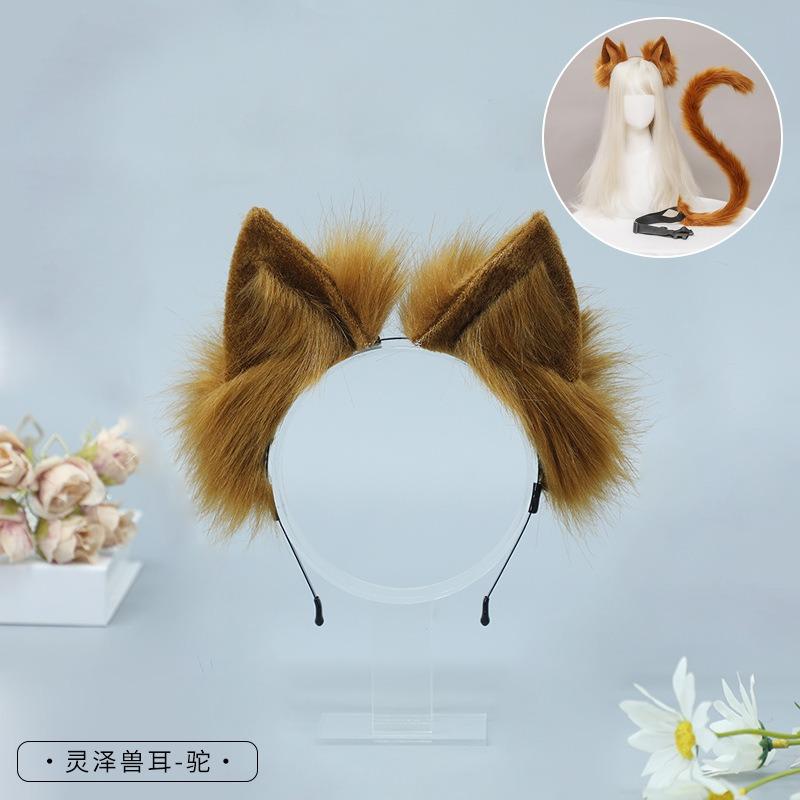 Un accessoire d'oreille d'animal simulé, une robe de fête mignonne de bande dessinée, un couvre-chef fait main, un serre-tête en peluche oreilles de chat pour femme.