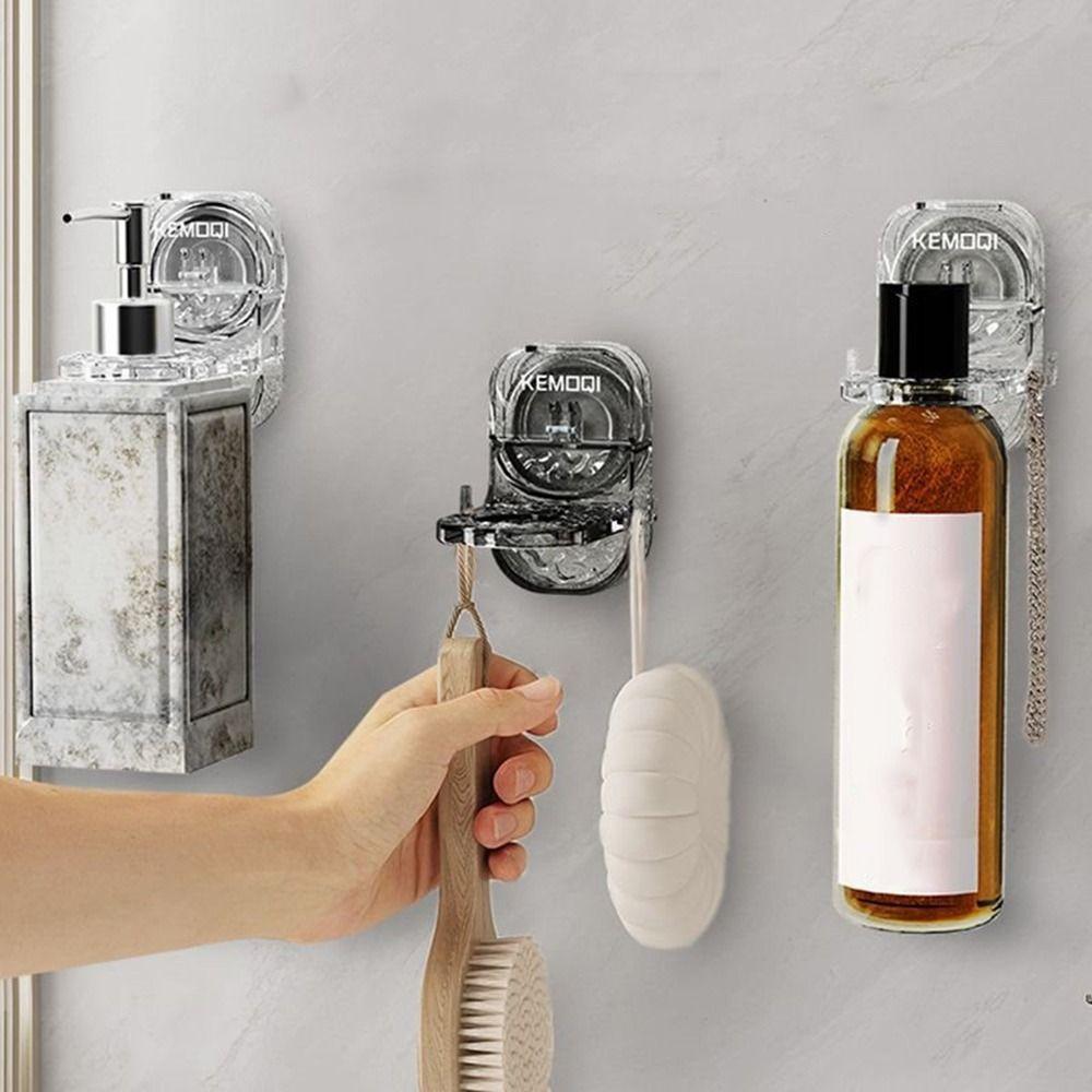 

Wall Mounted Suction Cup Shower Gel Bottle Rack Punch-free Shampoo Hanger Hooks Bathroom