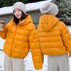 Womens Short Puffer Cotton Jacket Winter Lightweight Loose Casual Hooded Coat