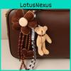 Klíčenka s plyšovým medvídkem z kresleného filmu, sametovým srdíčkem a květinovým přívěskem na tašky a jako dárek