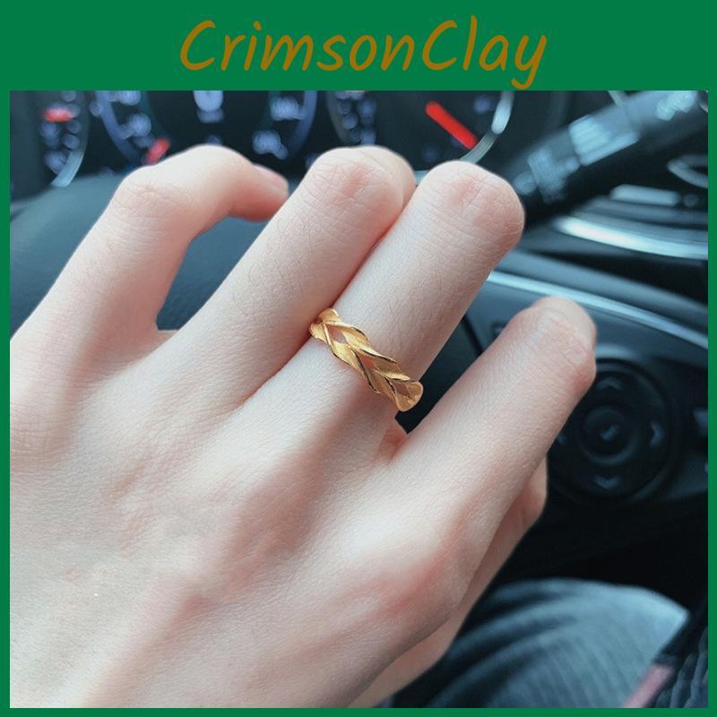 Elegant Gold Brass Plated Bowknot Ring Adjustable Twisted Style Women For
