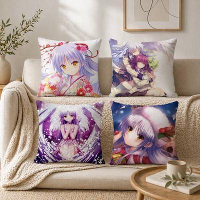 Angel Beats Anime Girl Cute Yui Kanade Pillow Case for Sofa Living Room Home Office Decor Protective Cover