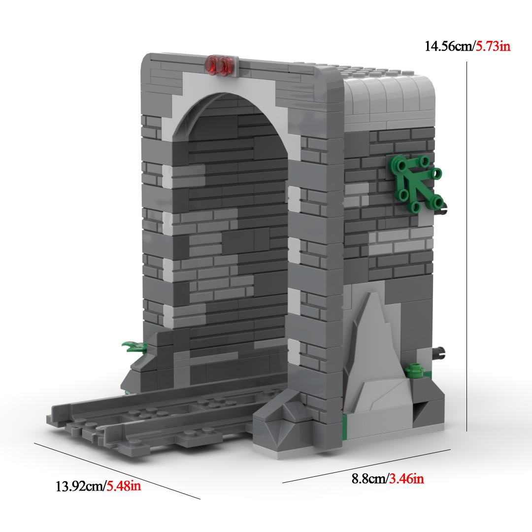 Creative City Train Tunnel Building Block Entrance and Exit Model Simulation Rockery Cave MOC Brick Toy Gift for Boys