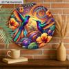 2D Flat 1pc Vintage Colorful Hummingbird Aluminum Sign Round Ornament, Home Office Garden Courtyard Living Room Balcony Decor, Indoor/Outdoor Door