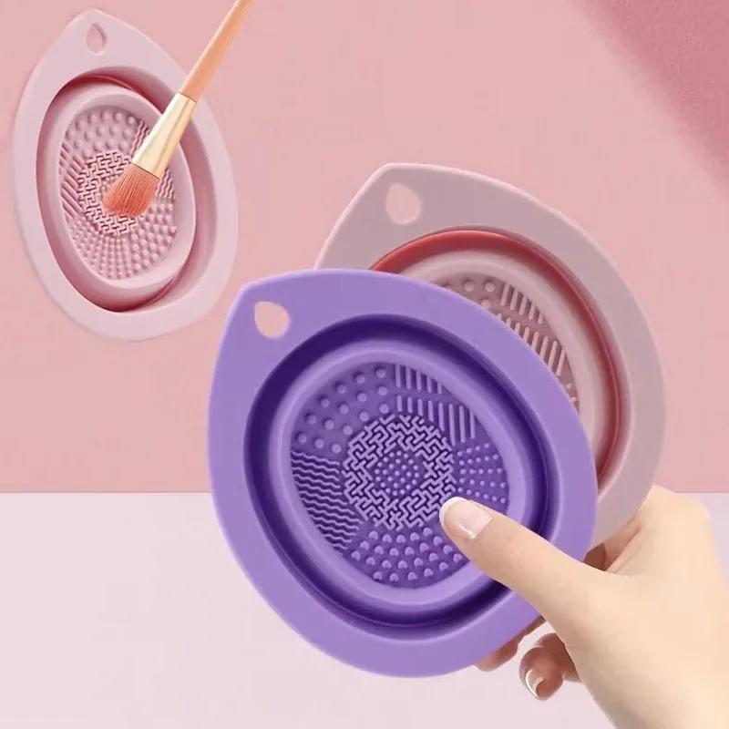 Silicone Makeup Brush Cleaner Foldable Powder Puff Cleaning Bowl Eyeshadow Brushes Washing Soft Mat Beauty Tools Scrubber Box