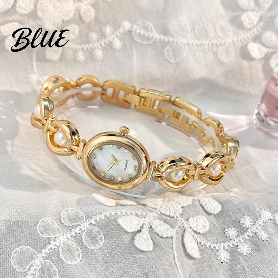Fashion Chain Strap Watch Ladies Oval Dial Elegant Nacre Surface