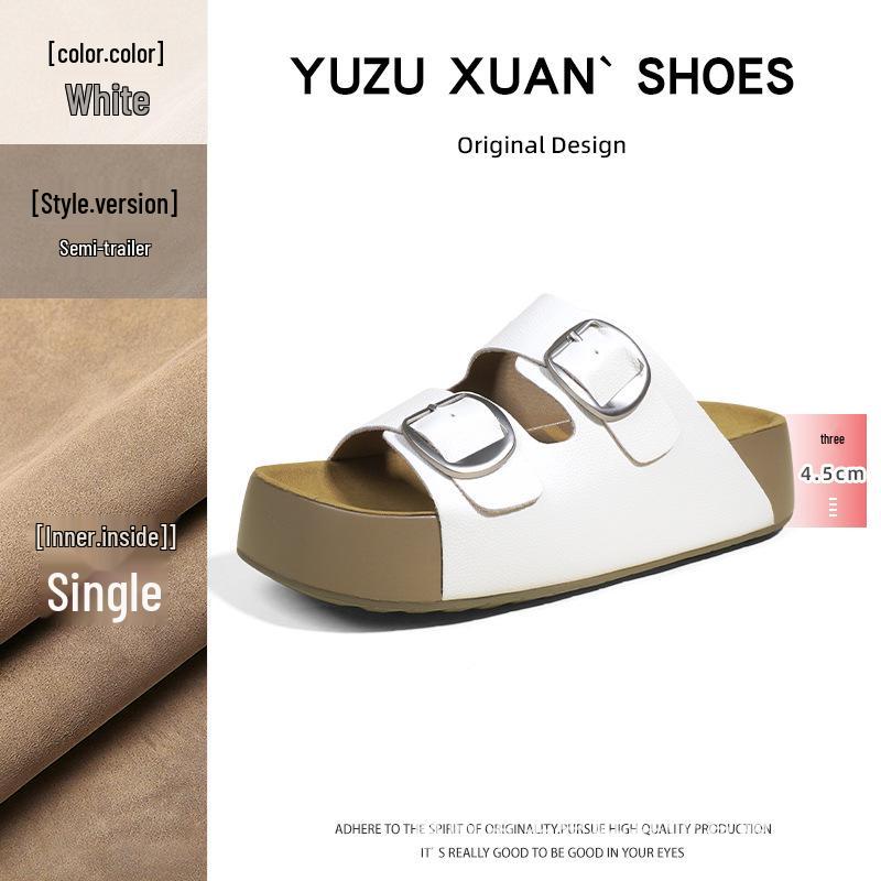 Nama Shoku Pan - Velcro Two-Strap Thick Sole Sandals 4.5CM