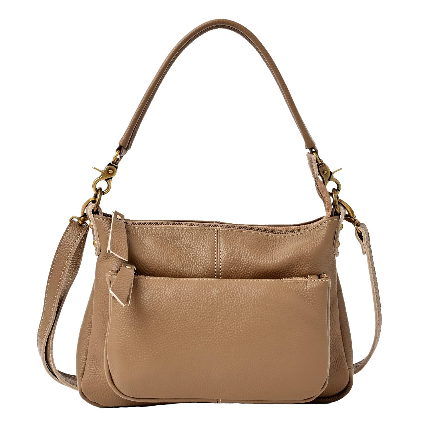 

Наша любимая женская сумка через плечо из натуральной кожи, кожаная сумка-кроссбоди, 2-в-1, дизайн «Ариэль Молочный чай» (Золотое оборудование)