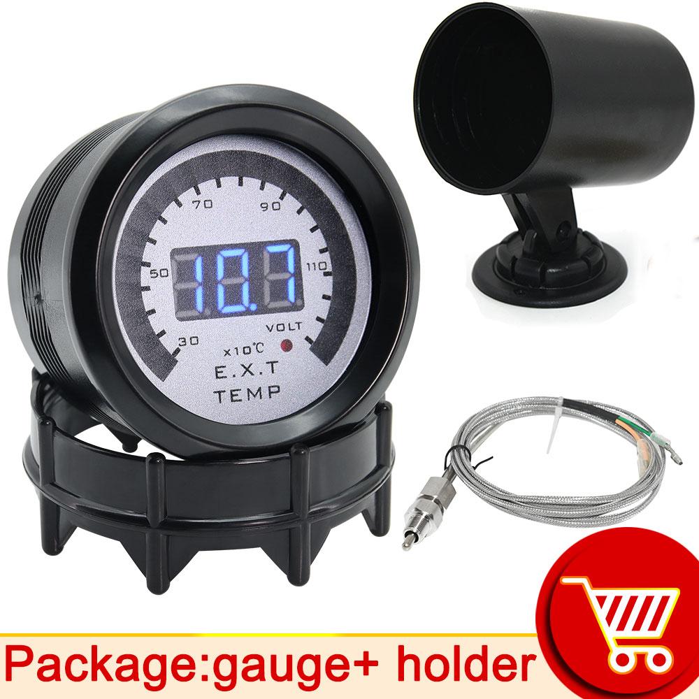 AD 52mm Exhaust Temperature Gauge 30~130×10℃ Digital Exhaust Gas Temp Gauge 20 LED EXT Gauge Car Meter with Exhaust Temp Sensor