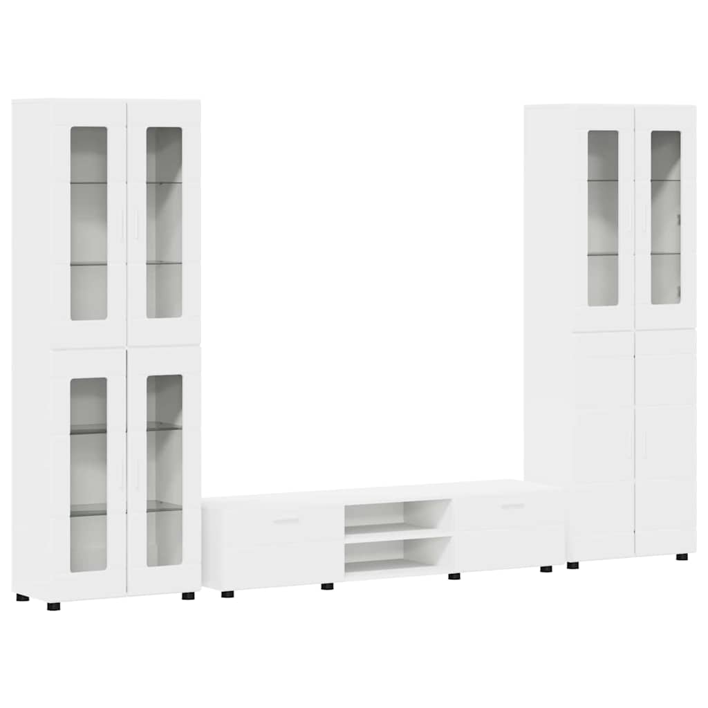FLORIN 3 Piece TV Cabinet Set with Drawers White Particleboard