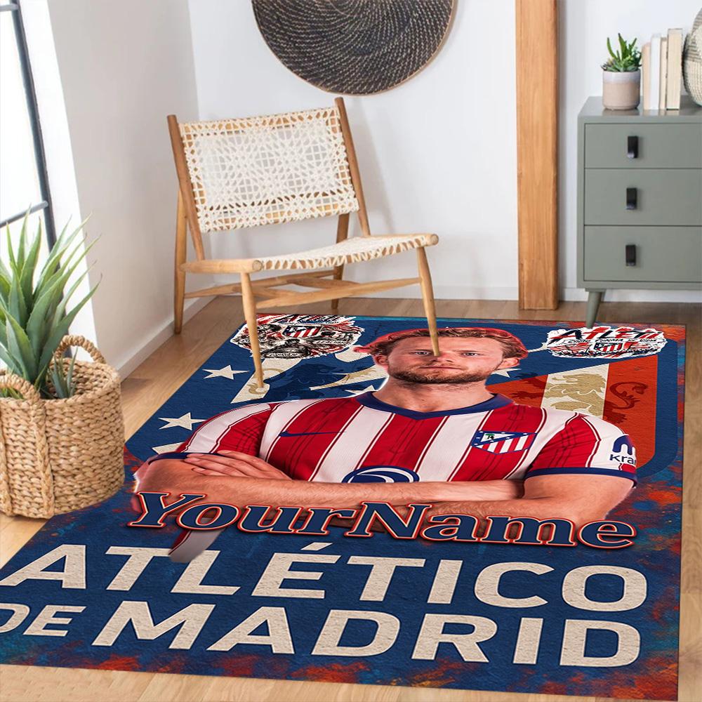 Atletico Madrid Customized Name Carpet Perfect for Foyer Game Room Balcony Dormitory Antislip Carpet Anime Office Decor Gift for Festivals