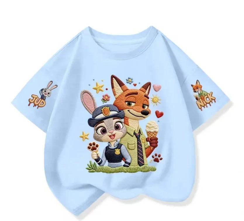 Children's T-shirt Cute Cartoon Print Short Sleeve Casual Summer Top for Boys and Girls