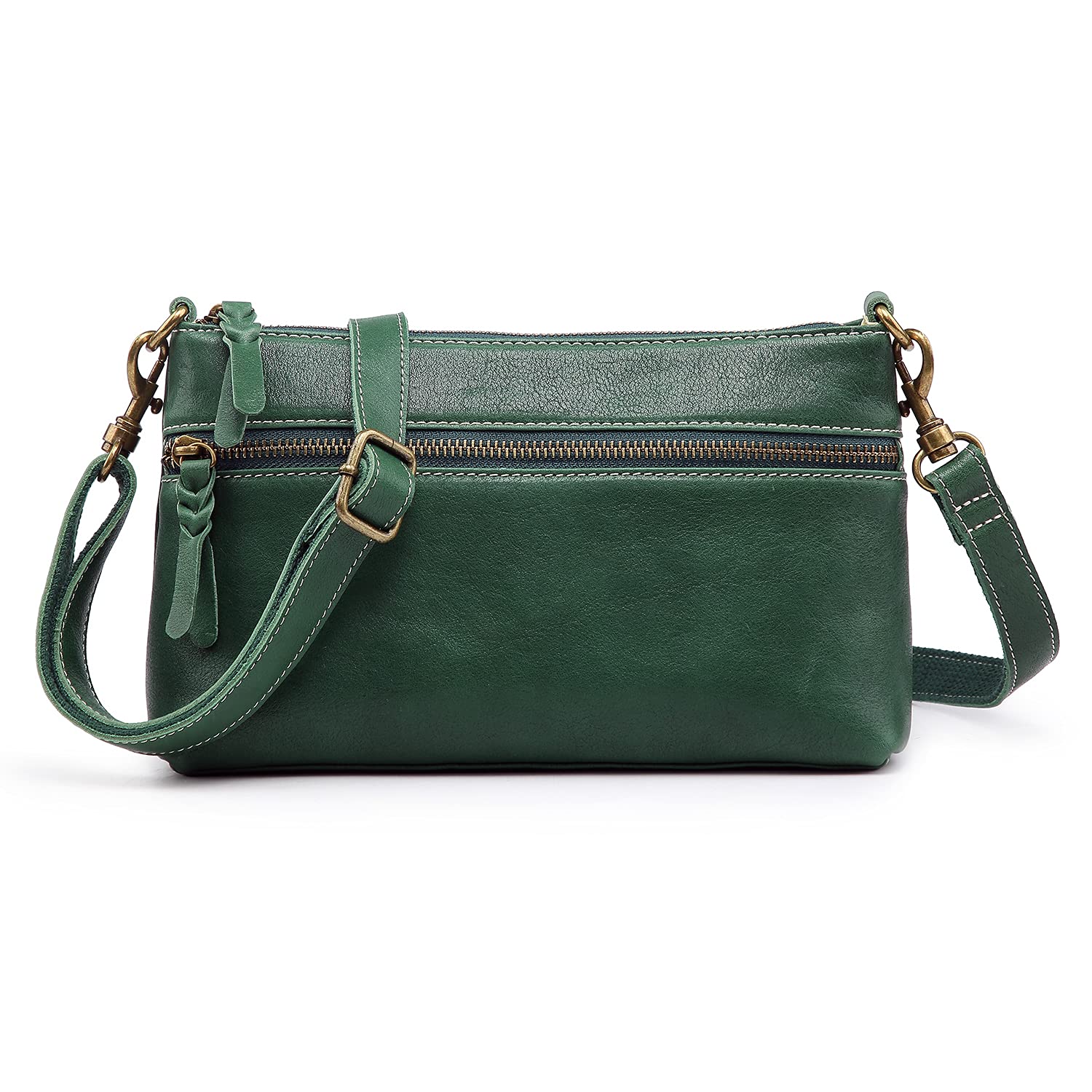 

AKIYAMA Women s Handmade Genuine Leather Shoulder Bag, Lightweight, Small, Stylish, SpringSummer Pochette (Green)