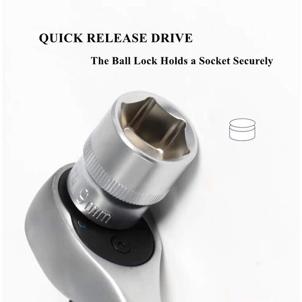 Spärrnyckel Hylsa Snabbkoppling Spärr Mjuk för DIY Reparation Drivning, 12,7 mm (1/2") Skiftnyckel, Handtag, Handtag, 72-tandat kuggdrev, Bil, Motorcykel, (1/2)