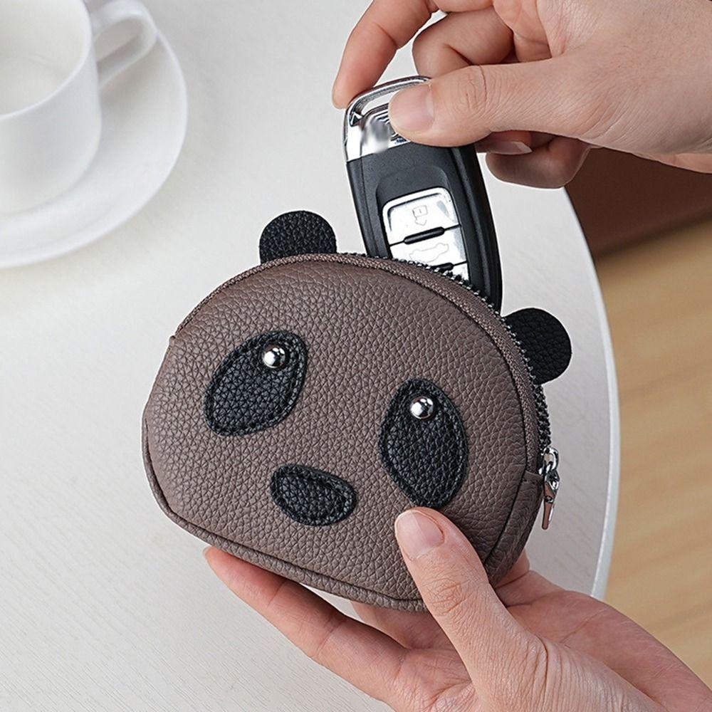Double Layer Zipper Coin Purse Mini Small Item Bag Retro Creative Panda Wallet  Men