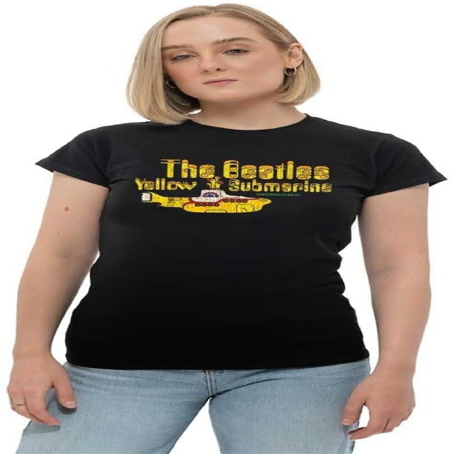 The Beatles T Shirt Nothing is Real Band Logo Official Womens Junior Fit Black Size XL S