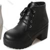 Fashion Women's Single Boots New Lace Up Horse Boots Square Heel Round Toe High Heeled Shoes Ladies Footwears Plus Size 35-45
