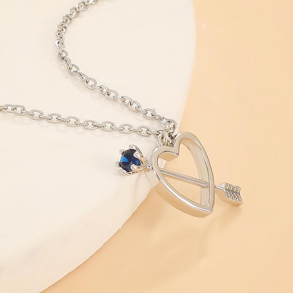 Gothic Heart & Wings Necklace – Retro Arrow Clavicle Chain Accessory