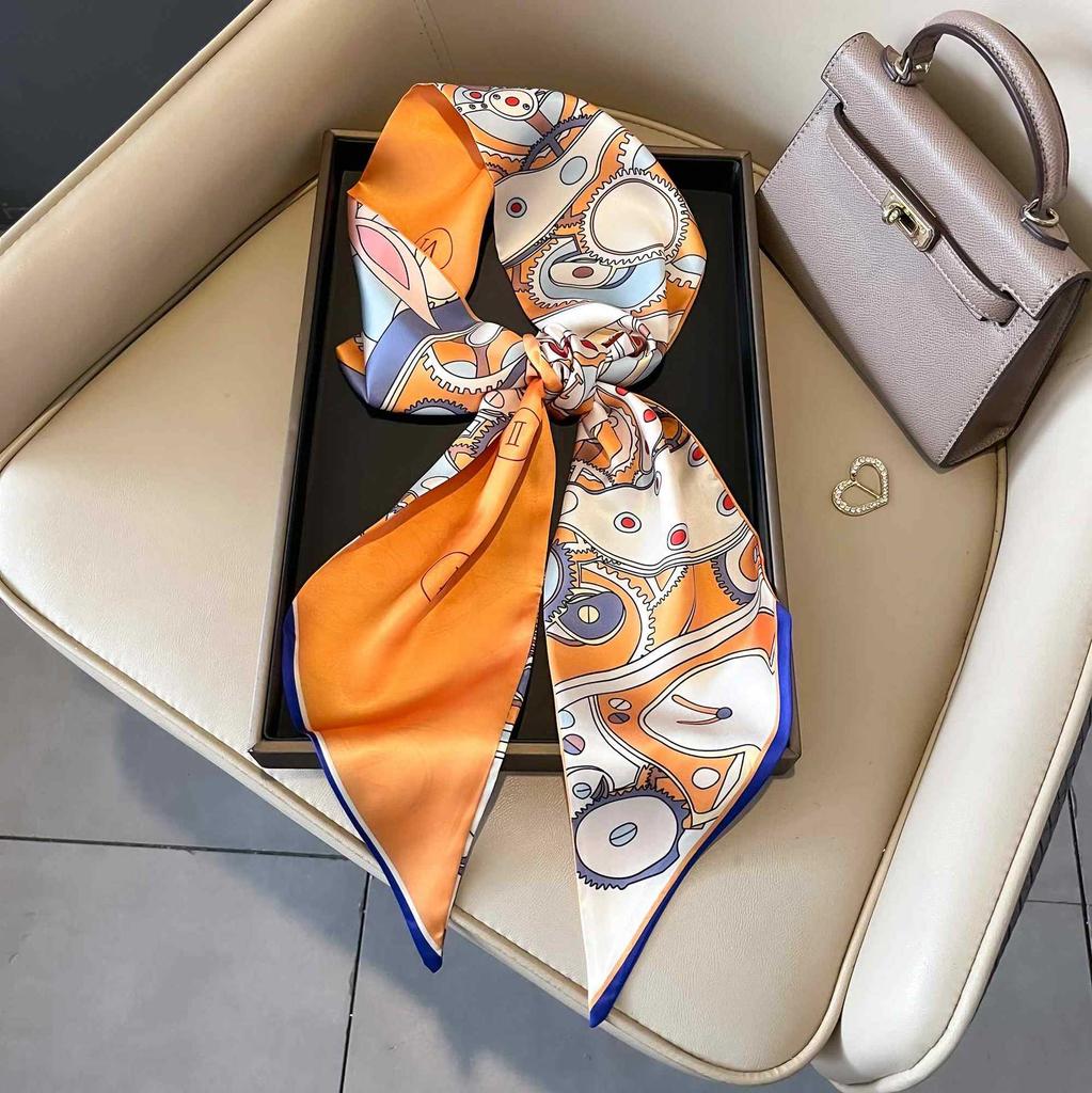 Classic retro spring and autumn imitation silk long silk scarf women's scarf neck protection scarf thin decorative scarf new versatile