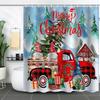 Best-Selling Christmas Digital Print Shower Curtain Waterproof, Includes Plastic C-Shaped Hooks