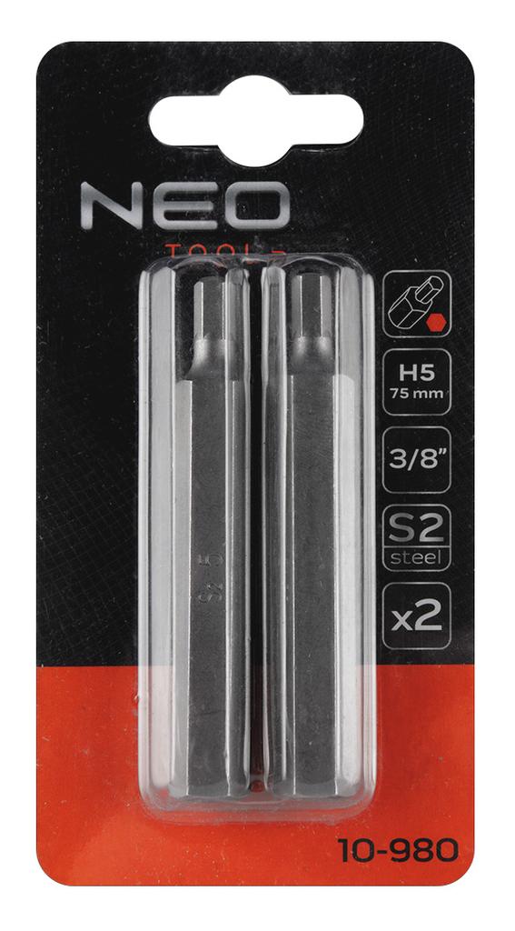 HEX bit 5 x 75 mm, S2 x 2 pcs.